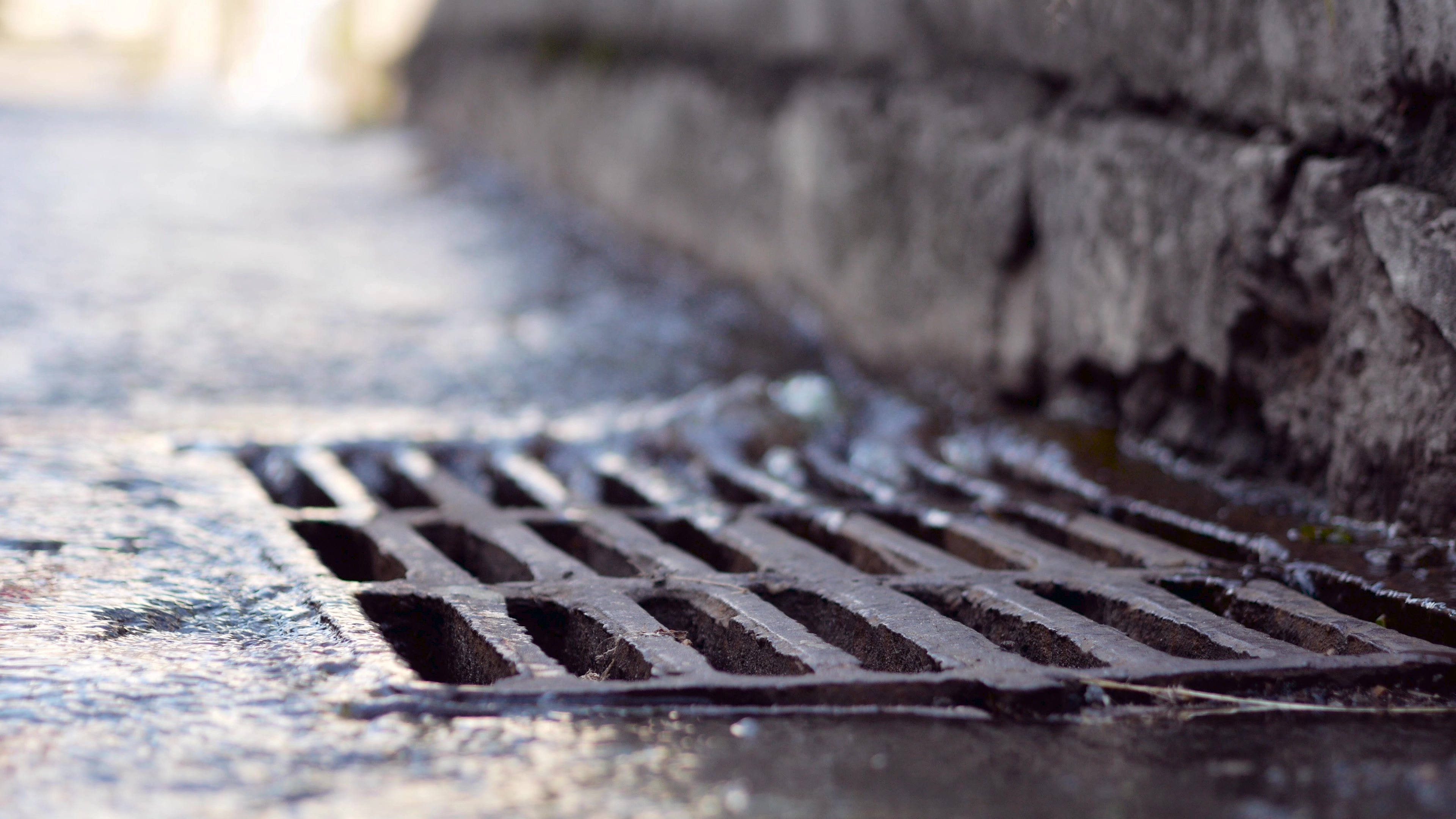 Water running into a storm drain