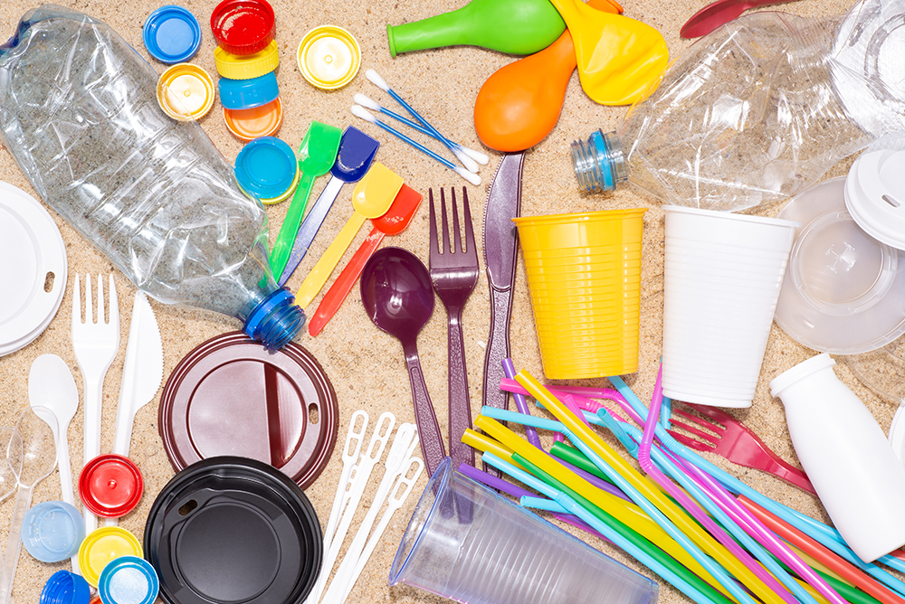 Collection of single-use plastic items